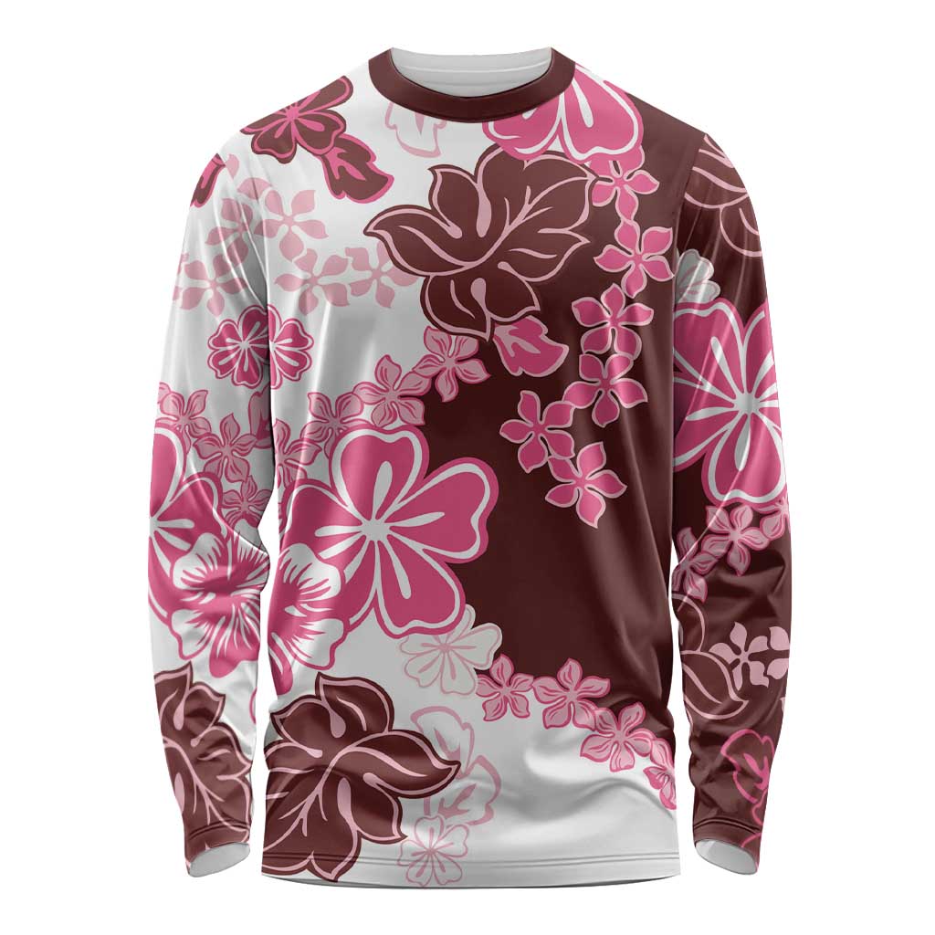 Pink Hibiscus Plumeria Floral Long Sleeve Shirt - Polynesian Pride