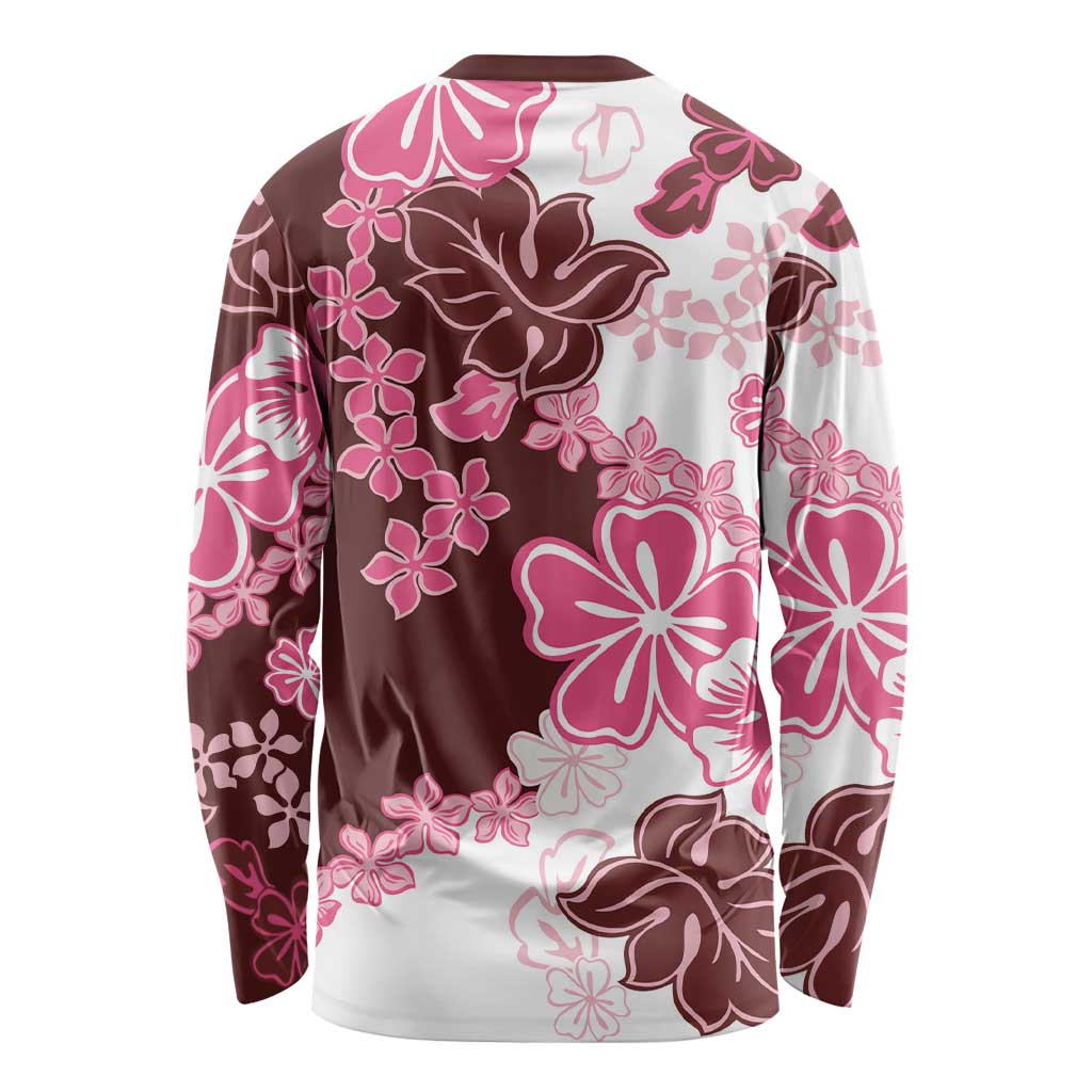 Pink Hibiscus Plumeria Floral Long Sleeve Shirt - Polynesian Pride