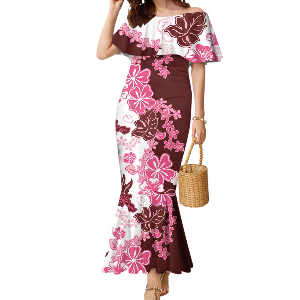 Pink Hibiscus Plumeria Floral Mermaid Dress LT01 Women Pink - Polynesian Pride