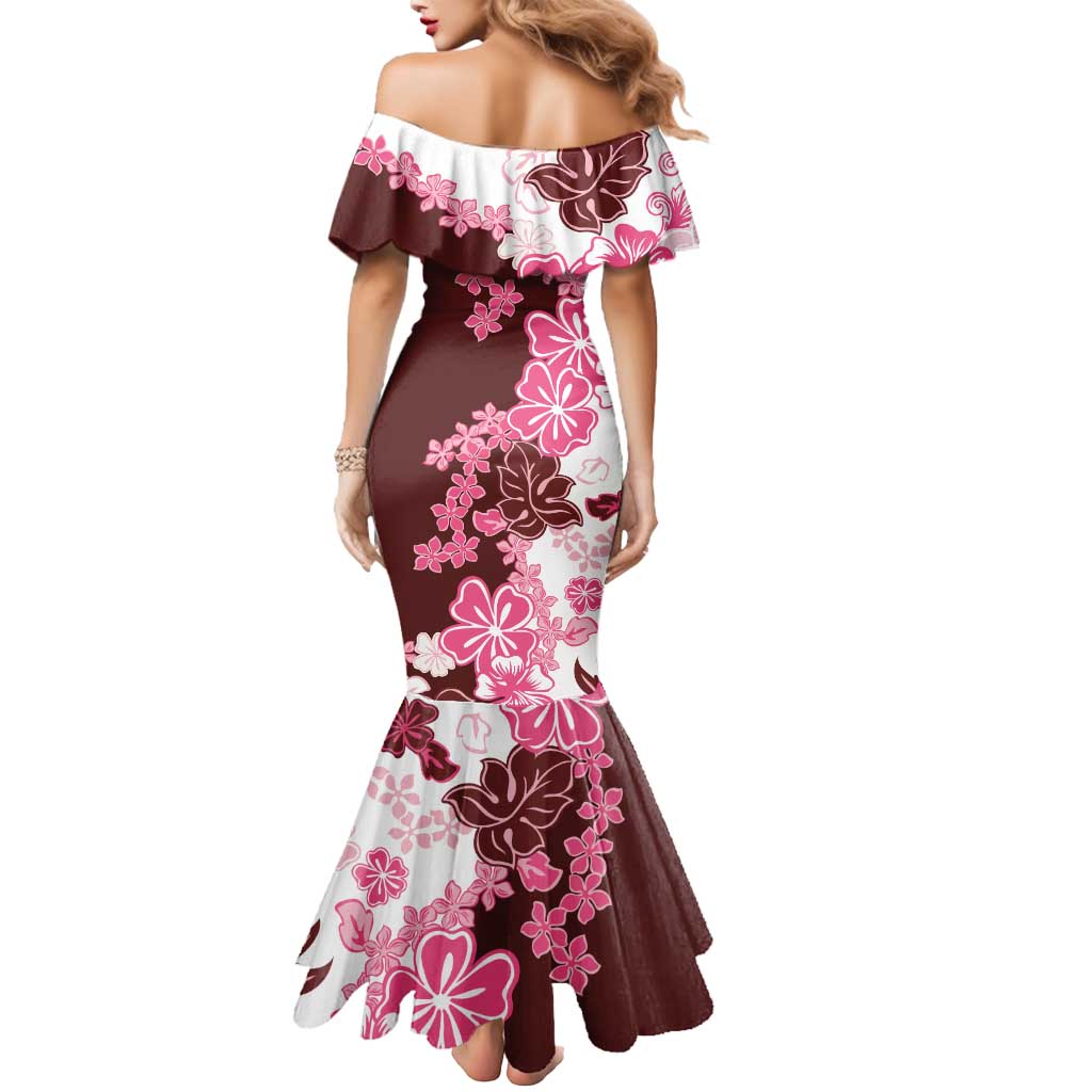 Pink Hibiscus Plumeria Floral Mermaid Dress LT01 - Polynesian Pride
