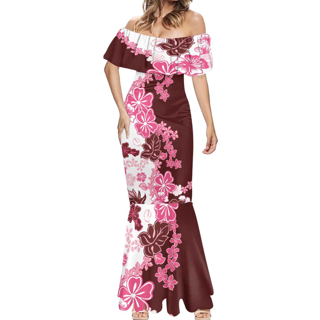 Pink Hibiscus Plumeria Floral Mermaid Dress LT01 - Polynesian Pride