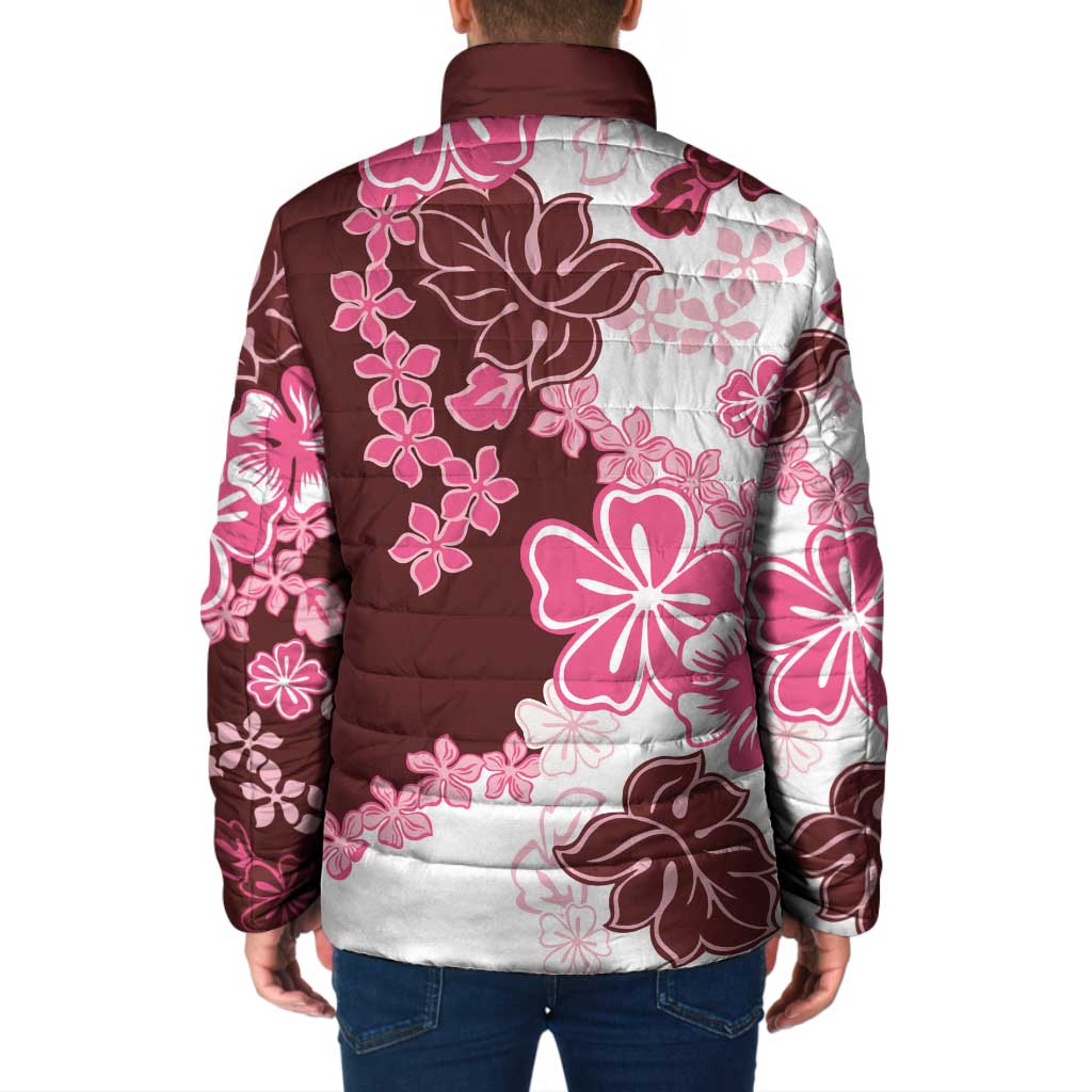 Pink Hibiscus Plumeria Floral Padded Jacket - Polynesian Pride