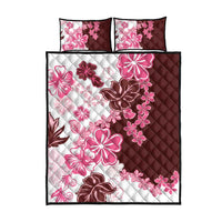 Pink Hibiscus Plumeria Floral Quilt Bed Set - Polynesian Pride