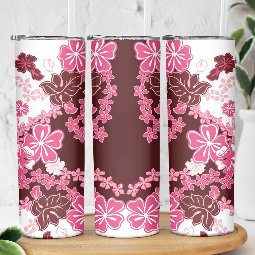 Pink Hibiscus Plumeria Floral Skinny Tumbler - Polynesian Pride