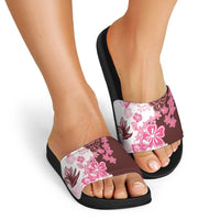 Pink Hibiscus Plumeria Floral Slide Sandals - Polynesian Pride