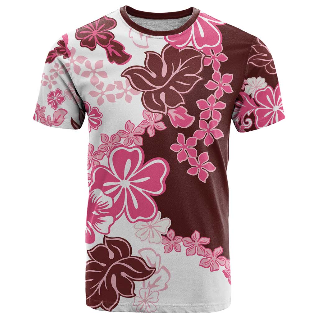 Pink Hibiscus Plumeria Floral T Shirt - Polynesian Pride