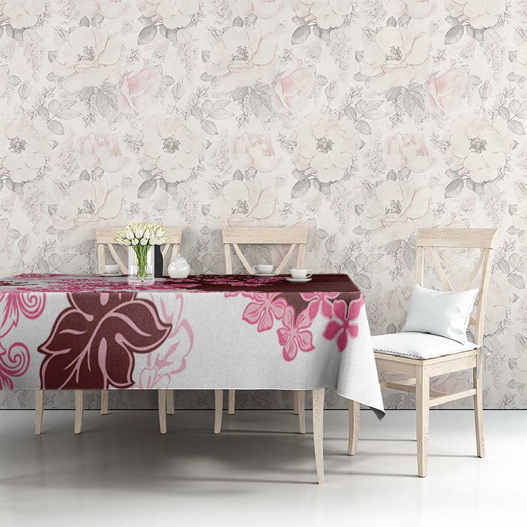 Pink Hibiscus Plumeria Floral Tablecloth - Polynesian Pride