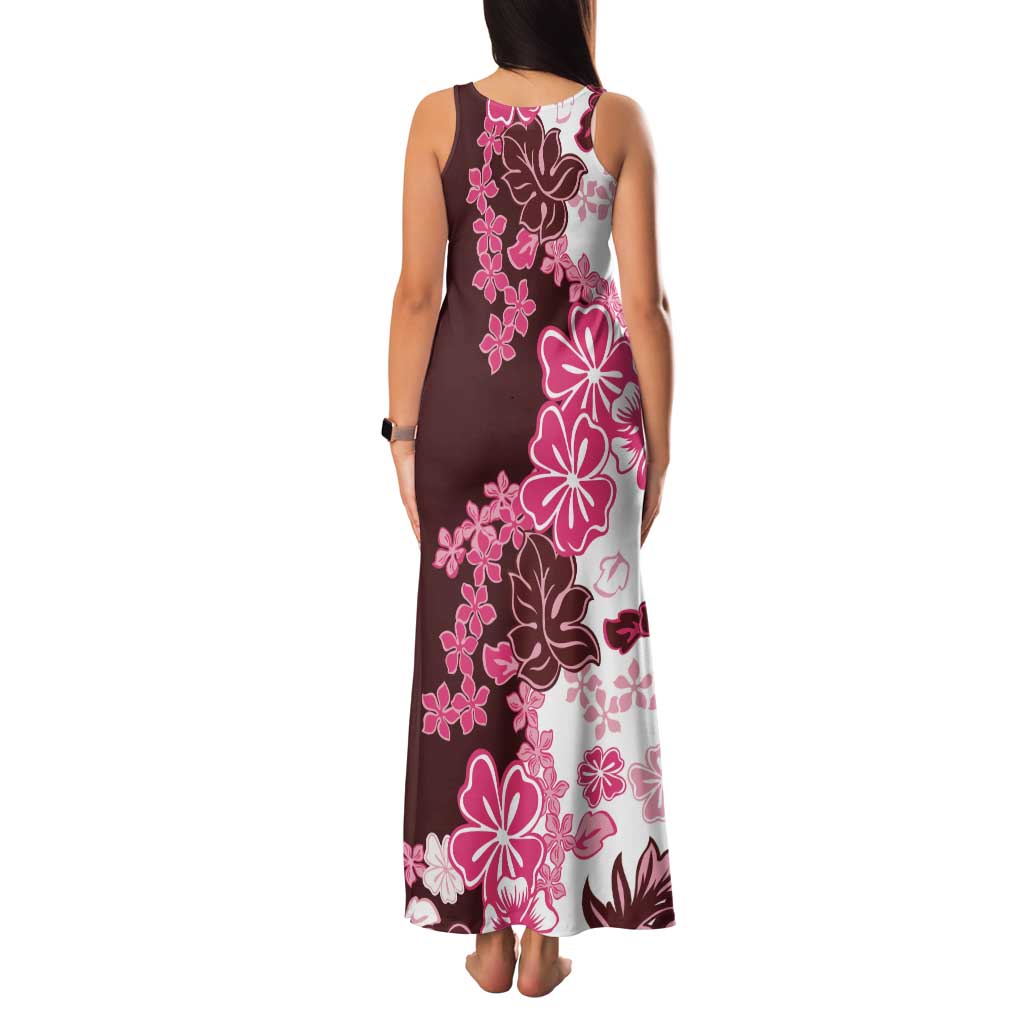 Pink Hibiscus Plumeria Floral Tank Maxi Dress - Polynesian Pride