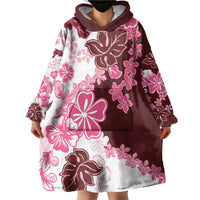 Pink Hibiscus Plumeria Floral Wearable Blanket Hoodie - Polynesian Pride