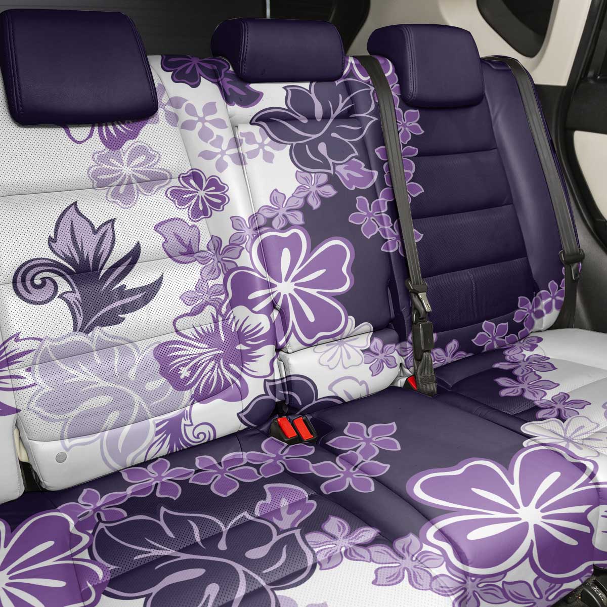 Purple Hibiscus Plumeria Floral Back Car Seat Cover - Polynesian Pride
