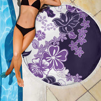 Purple Hibiscus Plumeria Floral Beach Blanket - Polynesian Pride