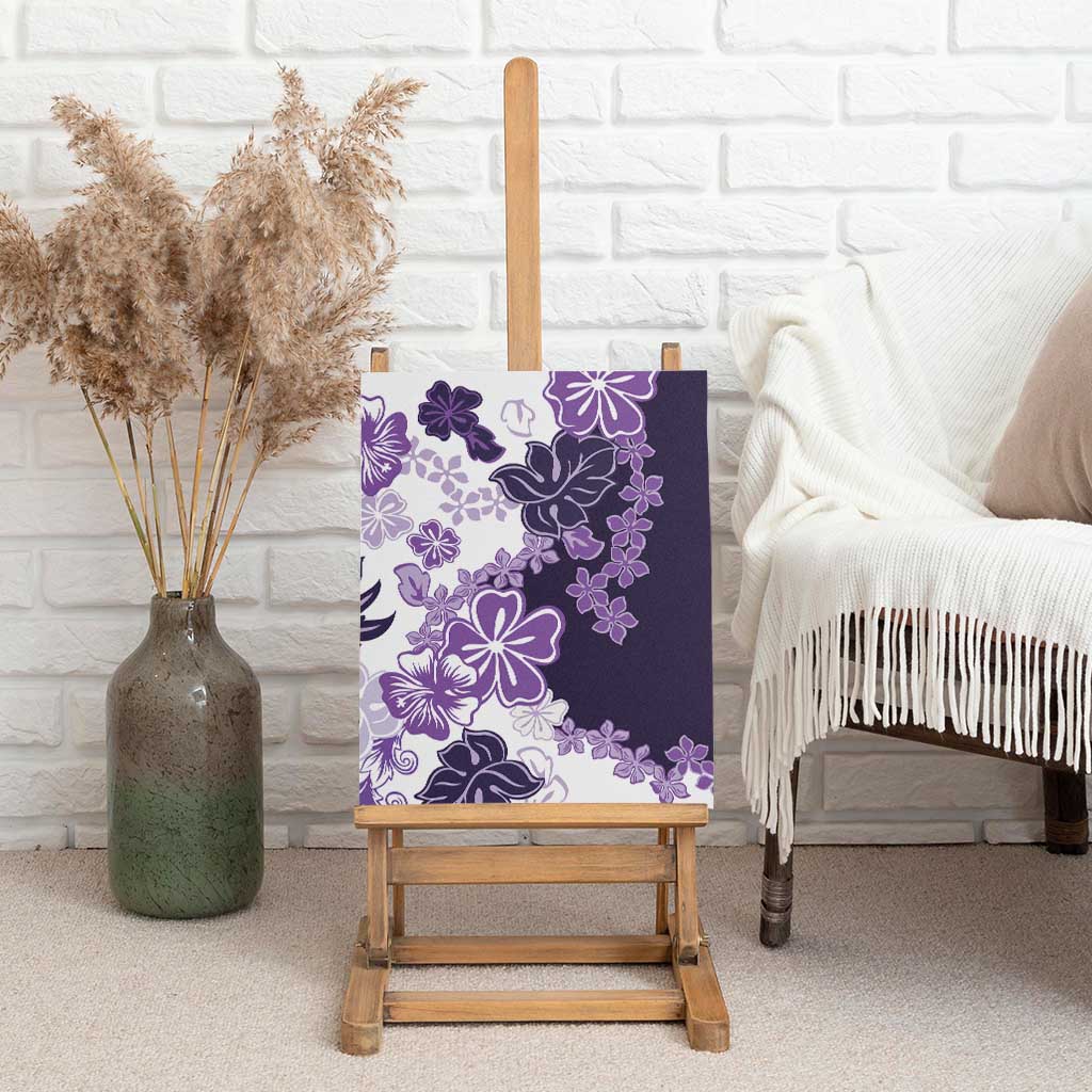 Purple Hibiscus Plumeria Floral Canvas Wall Art - Polynesian Pride