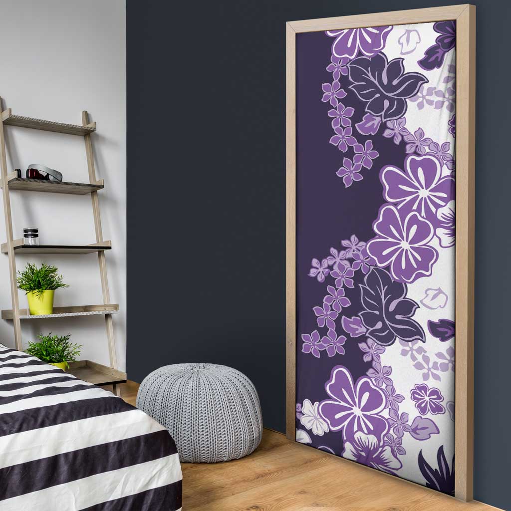 Purple Hibiscus Plumeria Floral Door Cover - Polynesian Pride