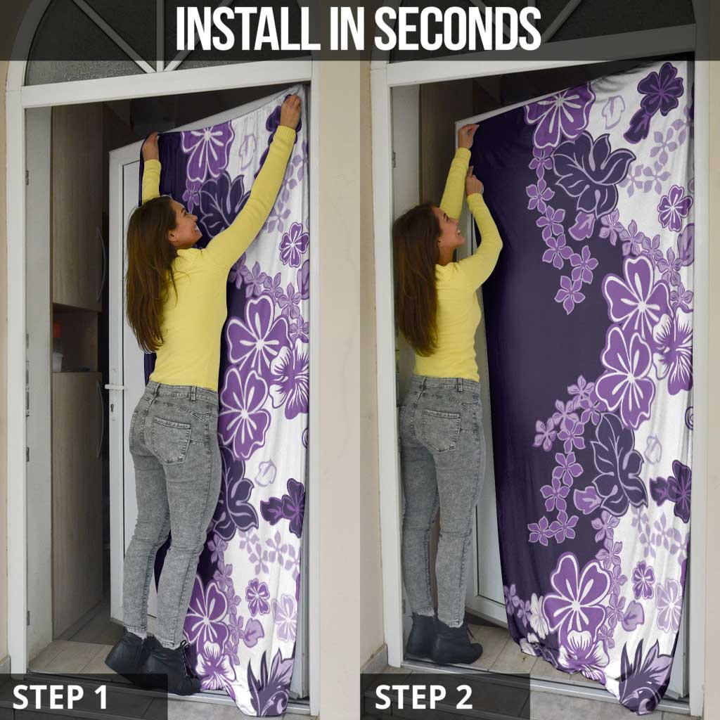 Purple Hibiscus Plumeria Floral Door Cover - Polynesian Pride