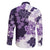 Purple Hibiscus Plumeria Floral Family Matching Long Sleeve Bodycon Dress and Hawaiian Shirt - Polynesian Pride
