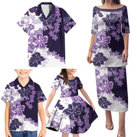 Purple Hibiscus Plumeria Floral Family Matching Puletasi and Hawaiian Shirt LT01 - Polynesian Pride