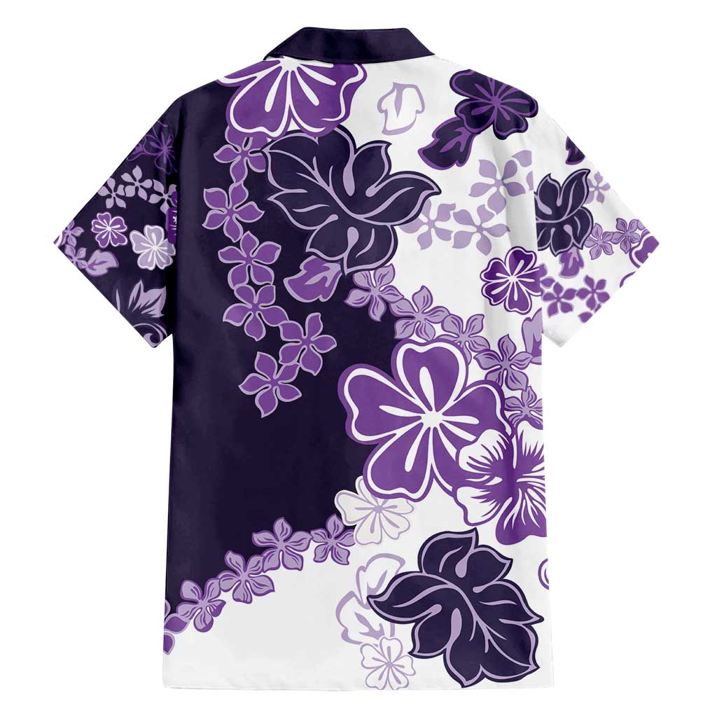 Purple Hibiscus Plumeria Floral Family Matching Puletasi and Hawaiian Shirt LT01 - Polynesian Pride