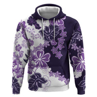 Purple Hibiscus Plumeria Floral Hoodie - Polynesian Pride
