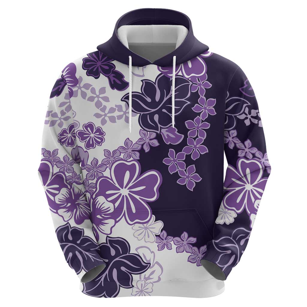 Purple Hibiscus Plumeria Floral Hoodie - Polynesian Pride