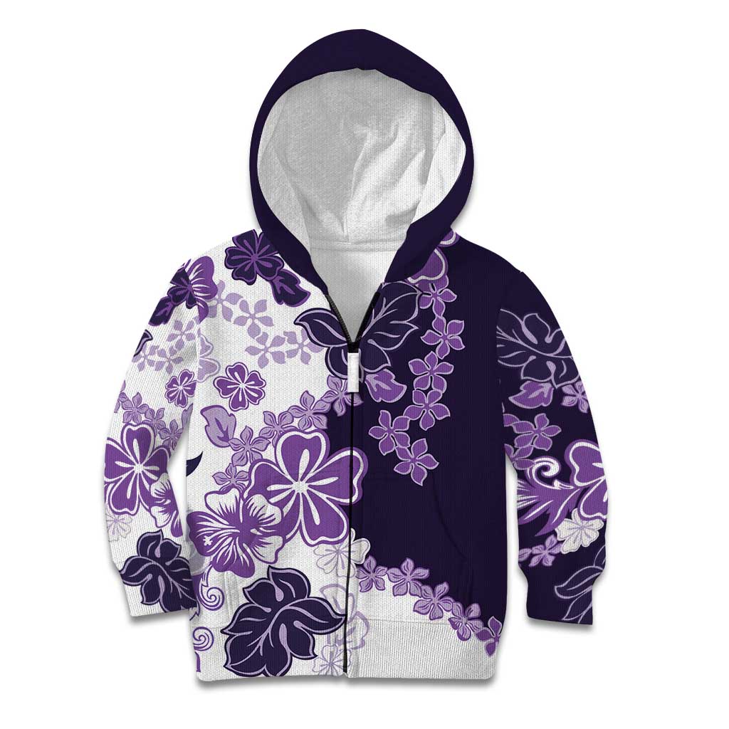 Purple Hibiscus Plumeria Floral Kid Hoodie - Polynesian Pride