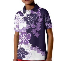 Purple Hibiscus Plumeria Floral Kid Polo Shirt - Polynesian Pride