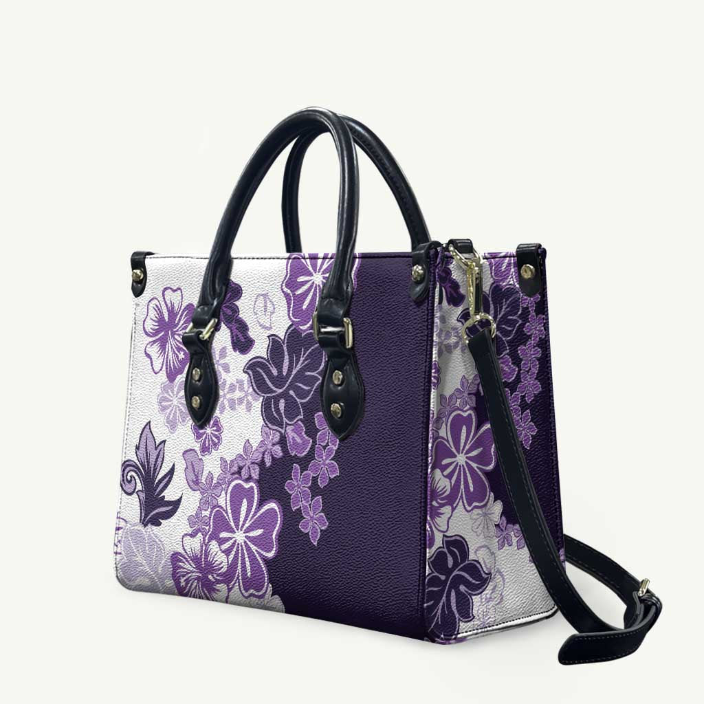 Purple Hibiscus Plumeria Floral Leather Bag - Polynesian Pride