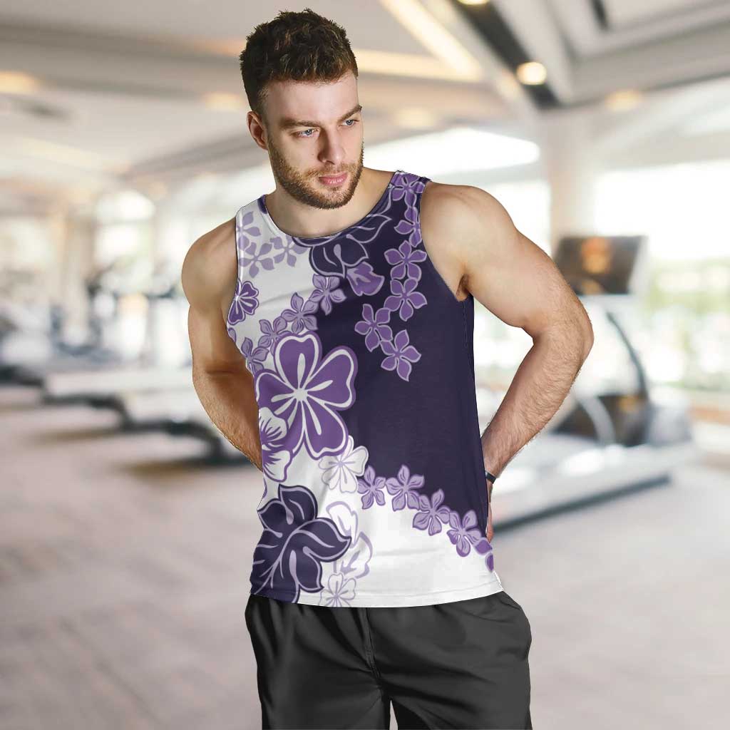 Purple Hibiscus Plumeria Floral Men Tank Top - Polynesian Pride