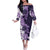 Purple Hibiscus Plumeria Floral Off The Shoulder Long Sleeve Dress - Polynesian Pride