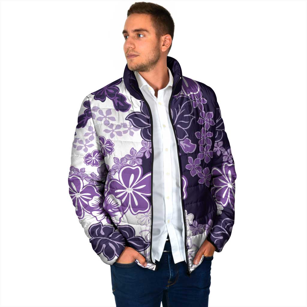Purple Hibiscus Plumeria Floral Padded Jacket - Polynesian Pride