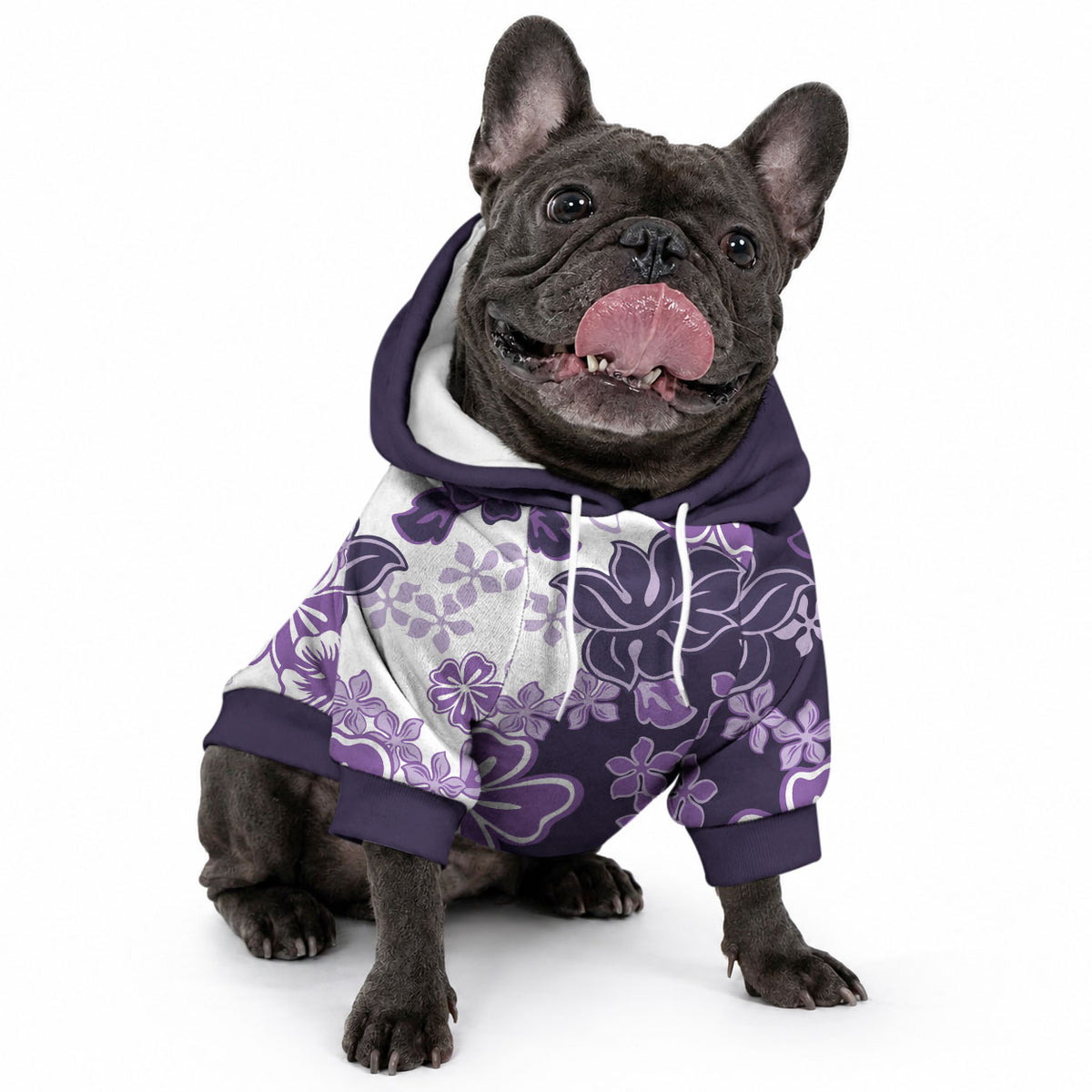 Purple Hibiscus Plumeria Floral Pet Hoodie