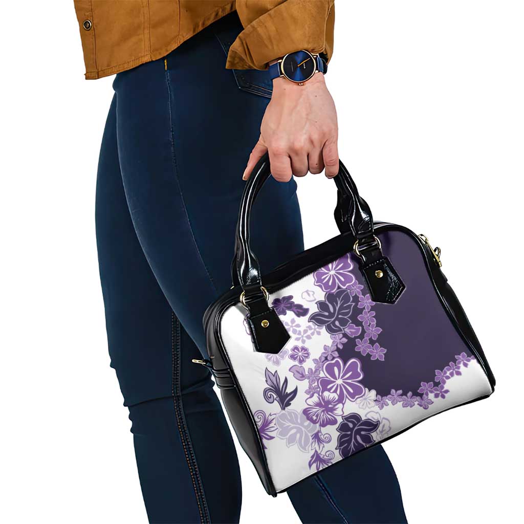 Purple Hibiscus Plumeria Floral Shoulder Handbag - Polynesian Pride