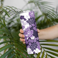 Purple Hibiscus Plumeria Floral Skinny Tumbler - Polynesian Pride