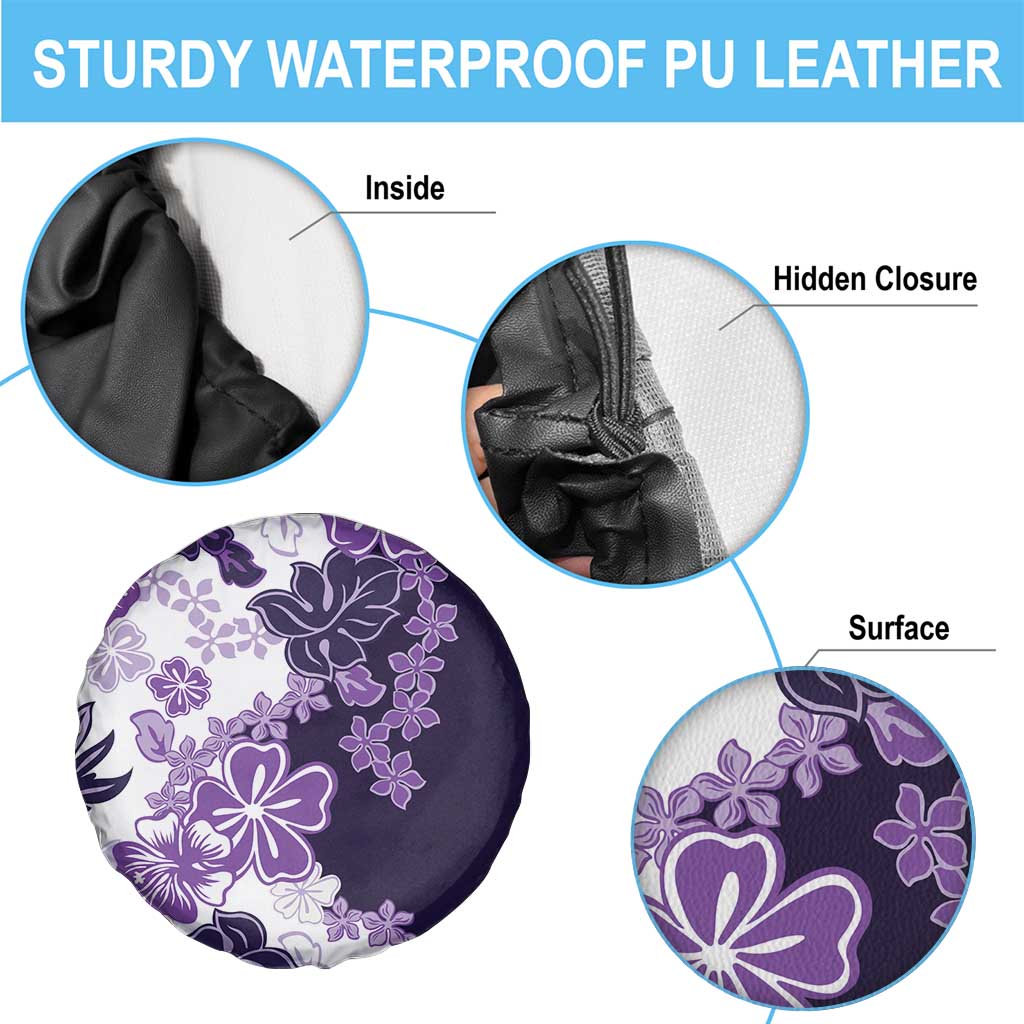 Purple Hibiscus Plumeria Floral Spare Tire Cover - Polynesian Pride