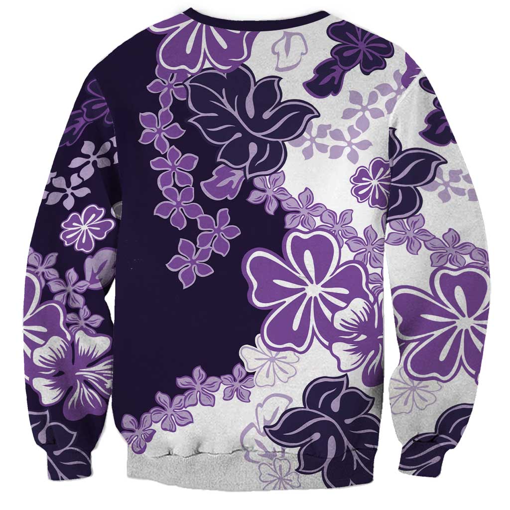 Purple Hibiscus Plumeria Floral Sweatshirt - Polynesian Pride