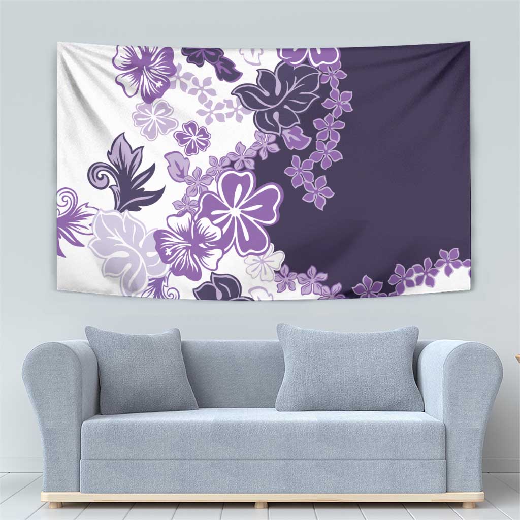 Purple Hibiscus Plumeria Floral Tapestry - Polynesian Pride