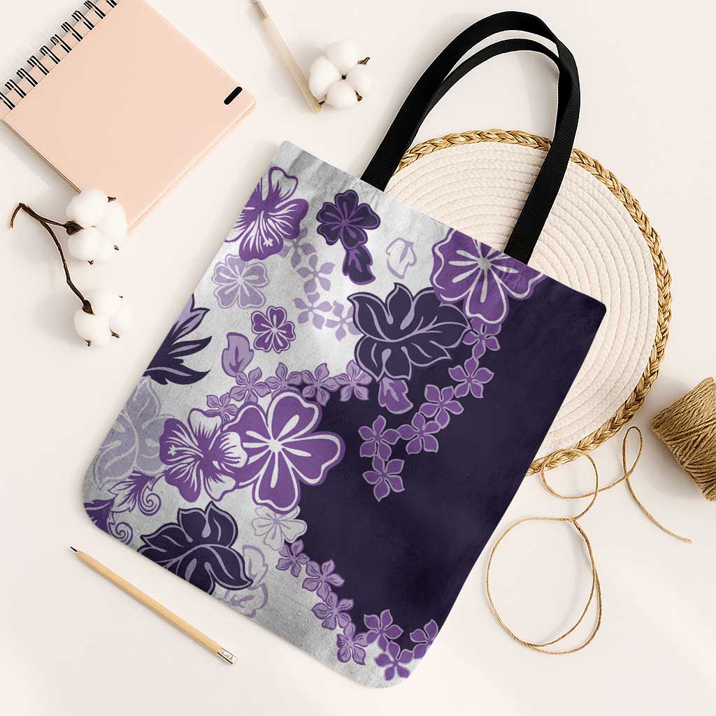 Purple Hibiscus Plumeria Floral Tote Bag - Polynesian Pride