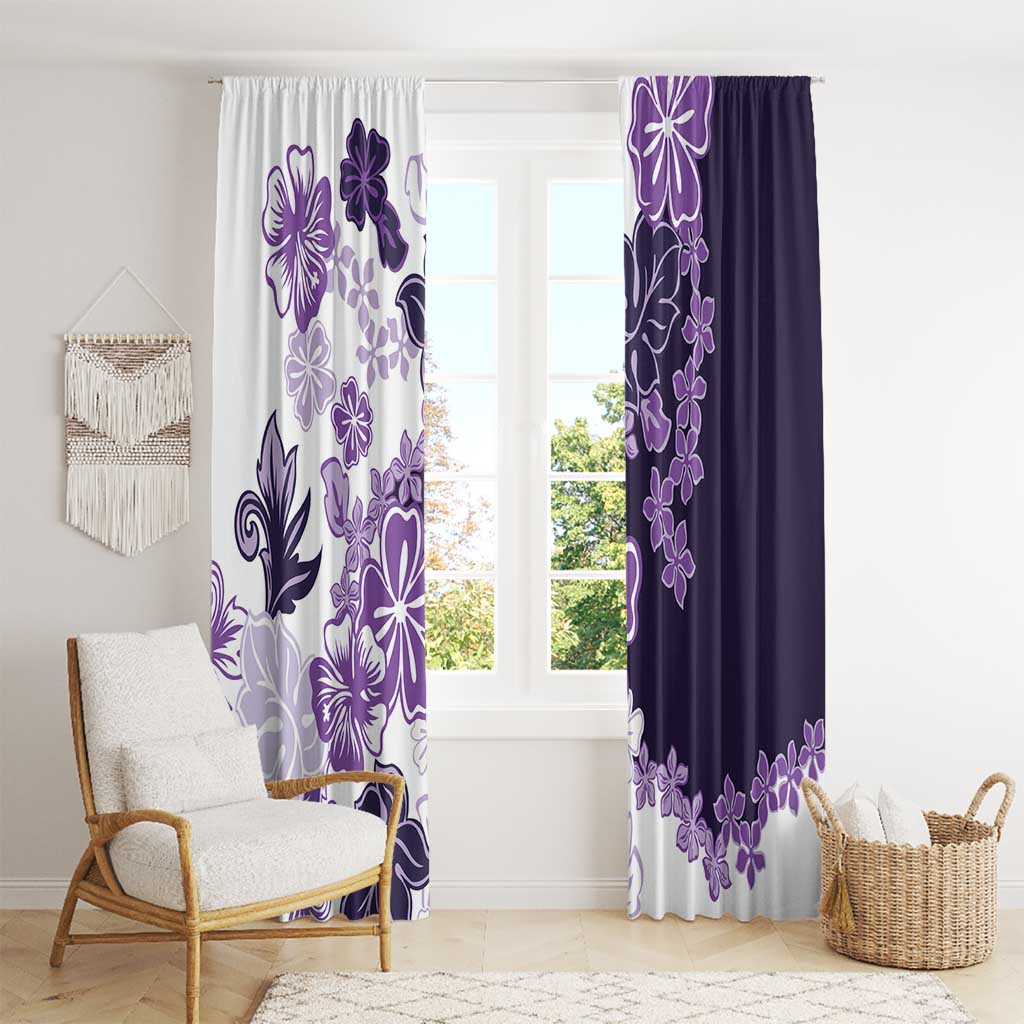 Purple Hibiscus Plumeria Floral Window Curtain - Polynesian Pride