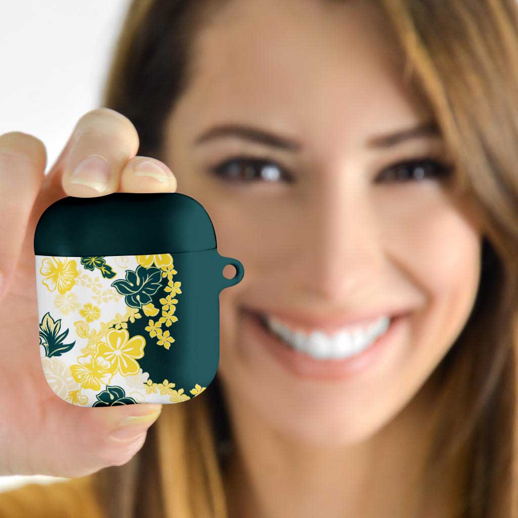 Yelow Teal Hibiscus Plumeria Floral AirPods Case - Polynesian Pride