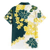 Yelow Teal Hibiscus Plumeria Floral Family Matching Mermaid Dress and Hawaiian Shirt LT01 - Polynesian Pride