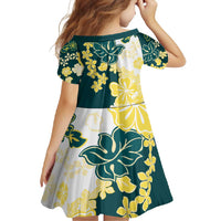 Yelow Teal Hibiscus Plumeria Floral Family Matching Off Shoulder Maxi Dress and Hawaiian Shirt - Polynesian Pride