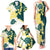Yelow Teal Hibiscus Plumeria Floral Family Matching Tank Maxi Dress and Hawaiian Shirt - Polynesian Pride