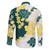Yelow Teal Hibiscus Plumeria Floral Family Matching Tank Maxi Dress and Hawaiian Shirt - Polynesian Pride