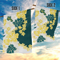 Yelow Teal Hibiscus Plumeria Floral Garden Flag - Polynesian Pride