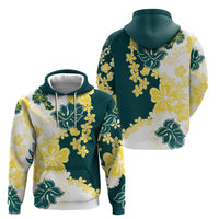Yelow Teal Hibiscus Plumeria Floral Hoodie - Polynesian Pride