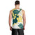 Yelow Teal Hibiscus Plumeria Floral Men Tank Top - Polynesian Pride