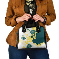 Yelow Teal Hibiscus Plumeria Floral Shoulder Handbag - Polynesian Pride