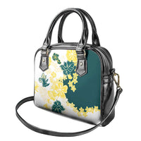 Yelow Teal Hibiscus Plumeria Floral Shoulder Handbag - Polynesian Pride