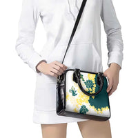 Yelow Teal Hibiscus Plumeria Floral Shoulder Handbag - Polynesian Pride