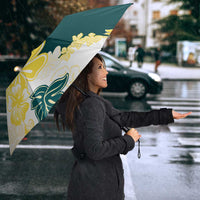 Yelow Teal Hibiscus Plumeria Floral Umbrella - Polynesian Pride