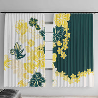 Yelow Teal Hibiscus Plumeria Floral Window Curtain - Polynesian Pride